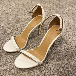 White strap heels